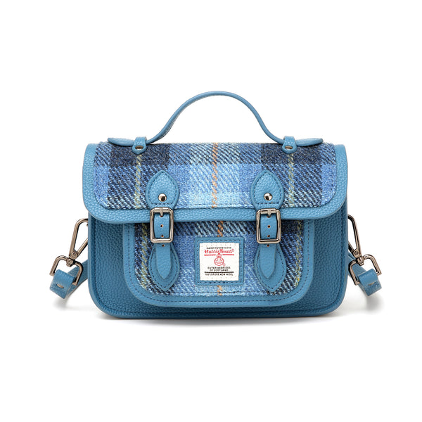 Harris Tweed Edinburgh Satchel Blue Check Tartan / Light Blue