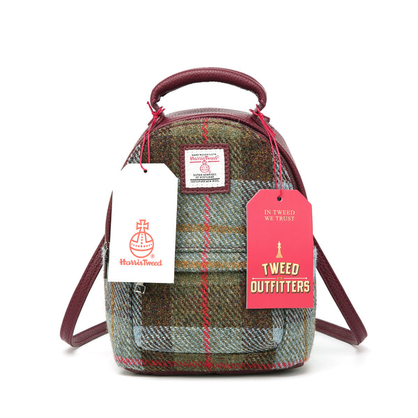 Harris Tweed Mini Backpack Macleod Tartan / Oxblood