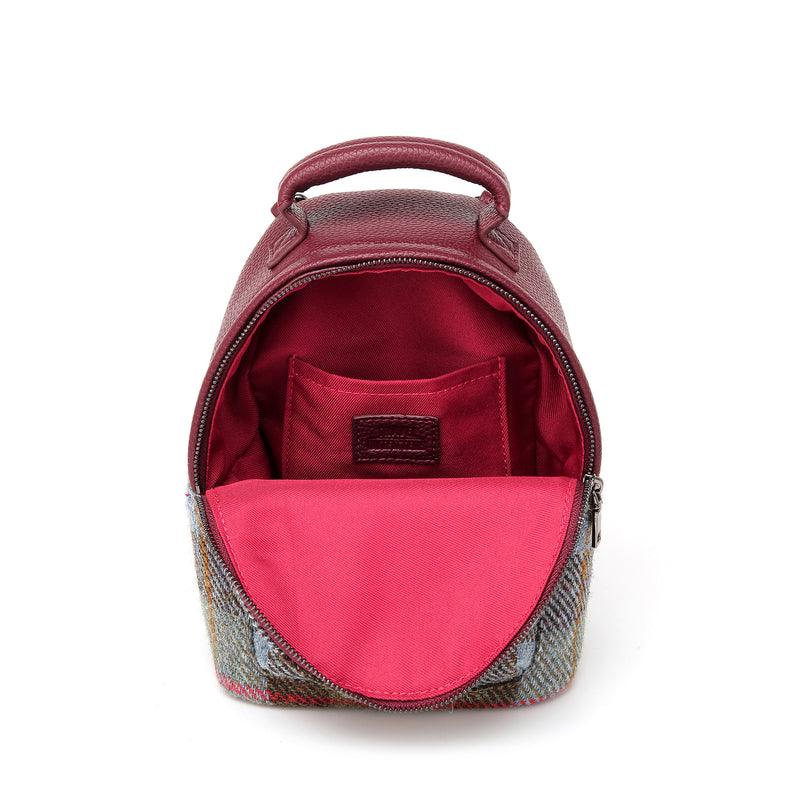 Harris Tweed Mini Backpack Macleod Tartan / Oxblood