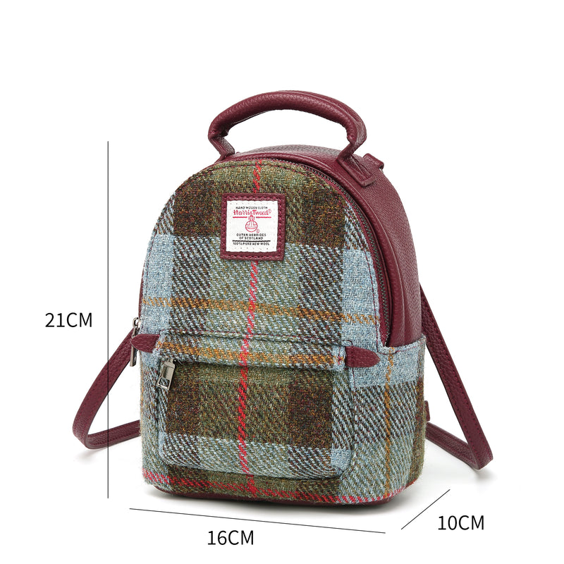 Harris Tweed Mini Backpack Macleod Tartan / Oxblood