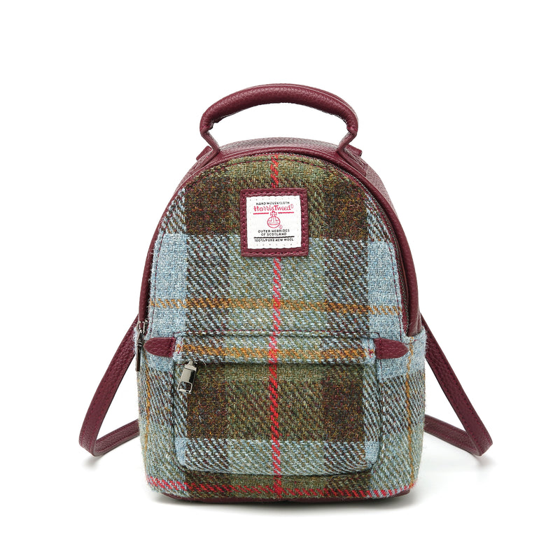 Harris Tweed Mini Backpack Macleod Tartan / Oxblood