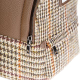 Harris Tweed Mini Backpack Brown And Beige Glen Check / Light Brown