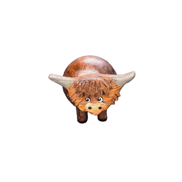 Highland Cow Mini 3D Ornament Wood/Grey