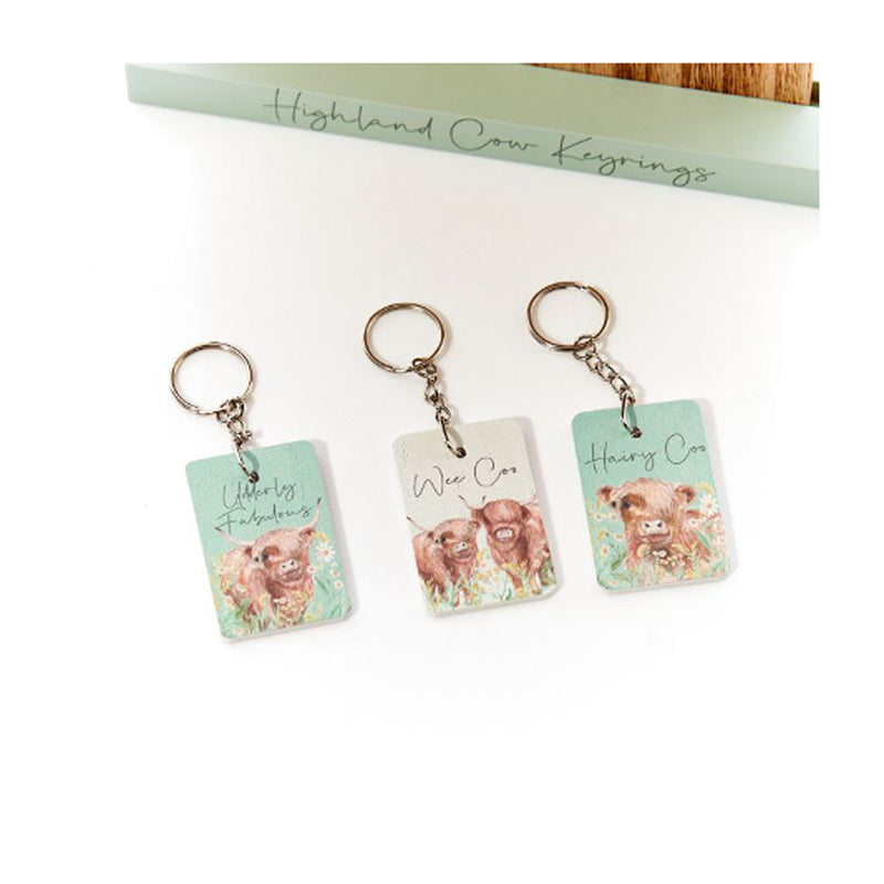 Highland Cow Floral Keyring