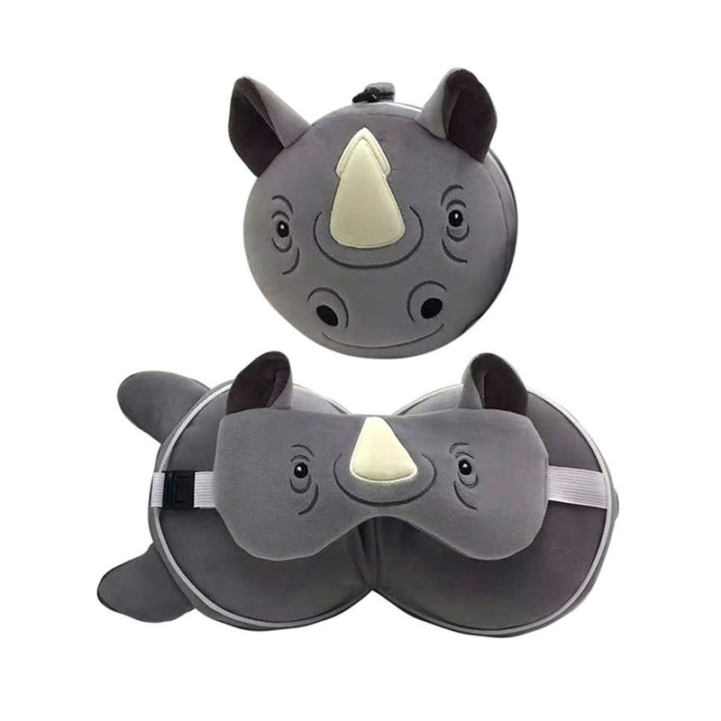 Rhino Plush Travel Pillow & Eye Mask