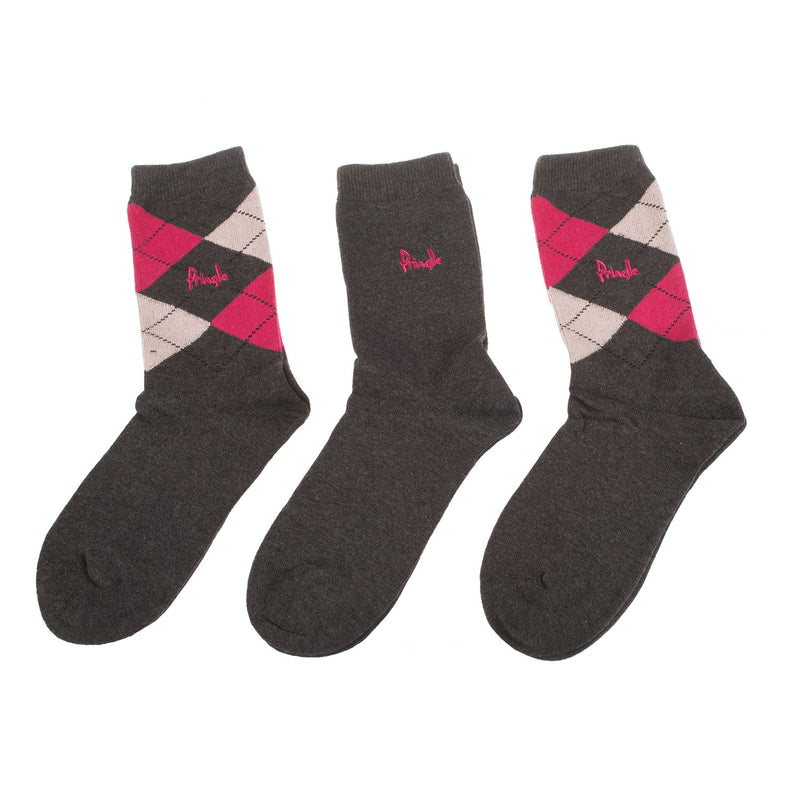 Ladies Louise 3 Pack Argyle Socks