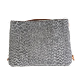 Ht Ladies Cross Body Bag Black & White Herringbone / Tan