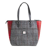 Ladies Ht Vegan Leather Tote Bag Grey/Red Chk W. Red Chk A / Black