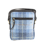 Ht Leather Small Ladies Cross Body Bag Blue Check / Black