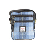 Ht Leather Small Ladies Cross Body Bag Blue Check / Black