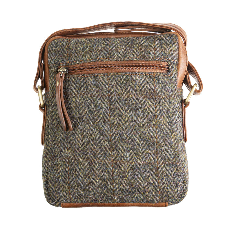 Ht Leather Small Ladies Cross Body Bag Brown Herringbone / Tan