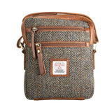 Ht Leather Small Ladies Cross Body Bag Brown Herringbone / Tan