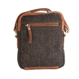 Ht Leather Small Ladies Cross Body Bag Dark Brown Barleycorn / Tan