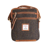 Ht Leather Small Ladies Cross Body Bag Dark Brown Barleycorn / Tan