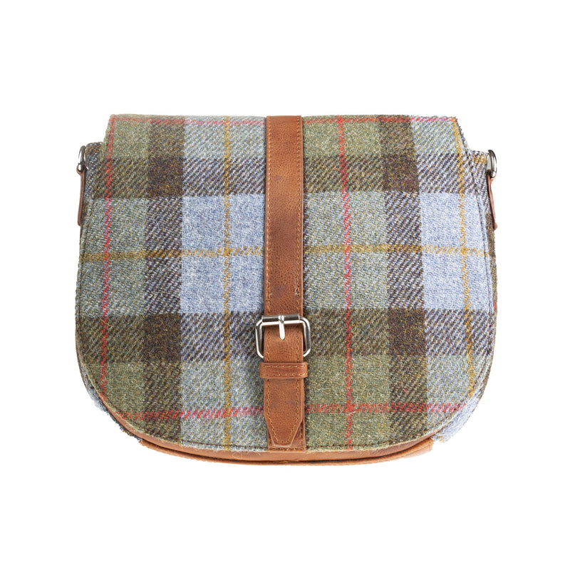 Ladies Ht Leather Flap Over Bag Lovat Check / Tan