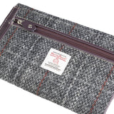 Ladies Ht Leather Long Purse Grey & Red Check / Maroon