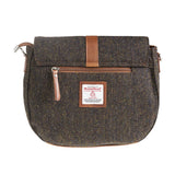 Ladies Ht Leather Flap Over Bag Dark Brown Barleycorn / Tan