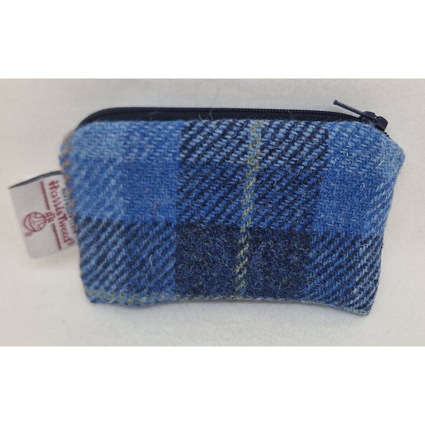 Harris Tweed Zip Coin Purse Blue