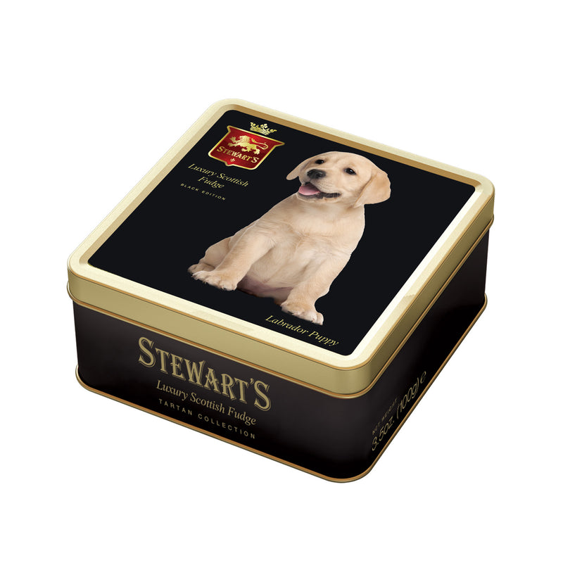 Stewarts Black Labrador Fudge Tin