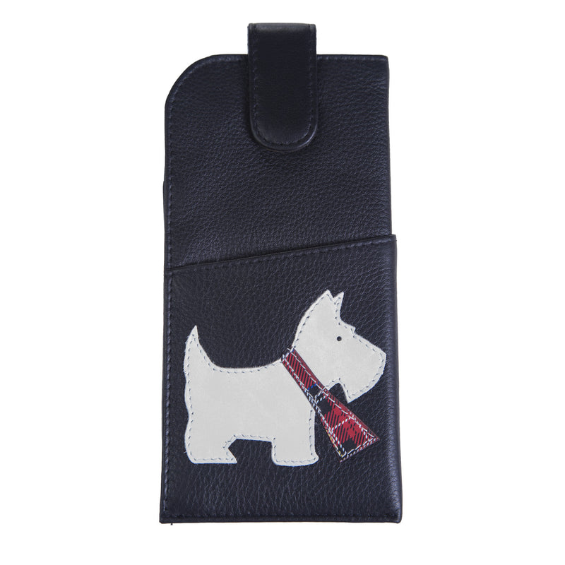 Glasses Case White Dog Black