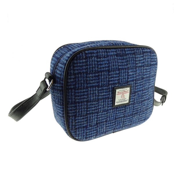 Harris Tweed Almond Mini Bag Blue Basket Weave