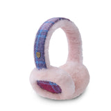 Sheepskin Earmuffs Pink Blue Tartan