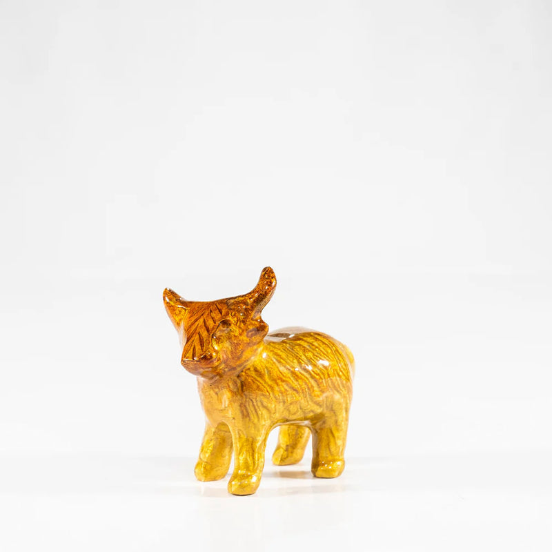 Brushed Gold Highland Cow Medium 6 Cm