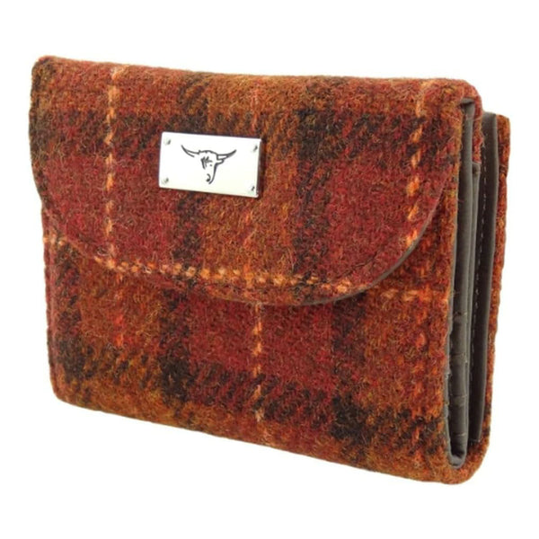 Harris Tweed Wallet - Jura Rust/ Orange Overcheck