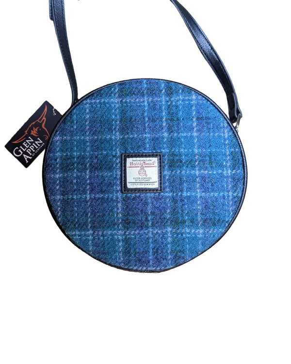 Harris Tweed Round Bag Bannock Light Blue Check