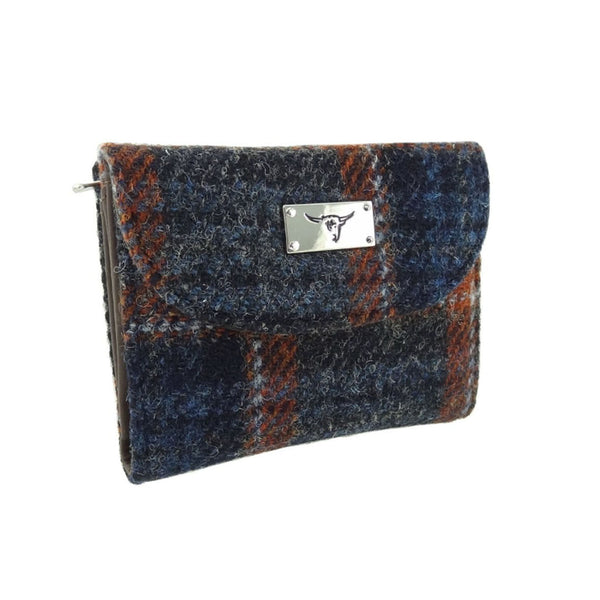 Harris Tweed Wallet - Jura Grey / Rust Overcheck