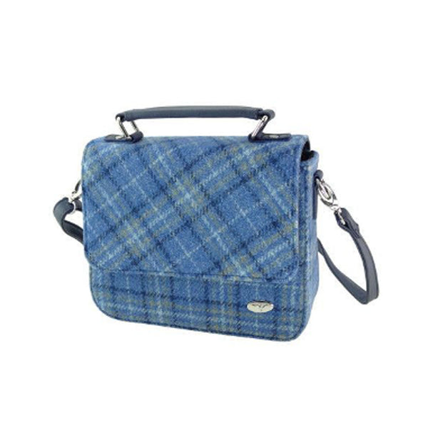 Harris Tweed 'Thurso' Square Bag Light Blue Check