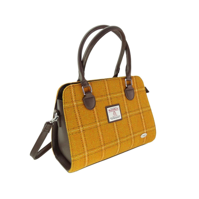 Harris Tweed Midi Tote Bag Findhorn Mustard Overcheck