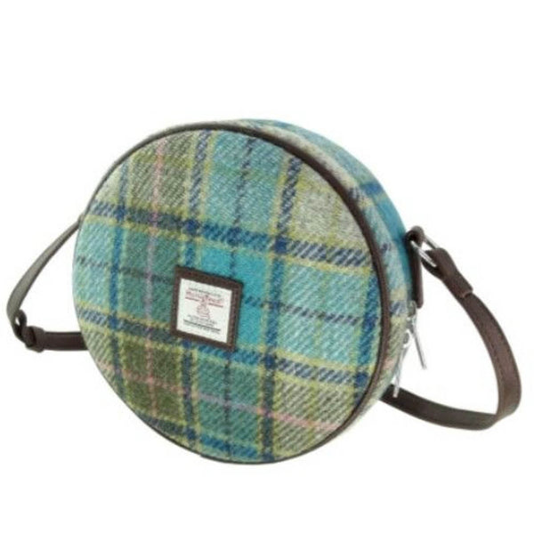 Harris Tweed Round Bag Bannock Turqoise Tartan