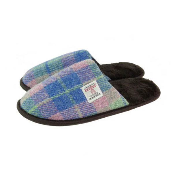 Harris Tweed Slippers Faded Pink/Blue