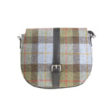 Ladies Ht Leather Flap Over Bag Lovat Check / Black