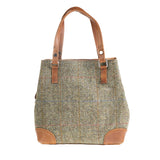 Ladies Ht Leather Hand Bag Lt Brown Check / Tan