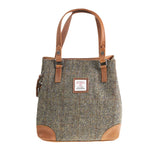 Ladies Ht Leather Hand Bag Brown Herringbone / Tan