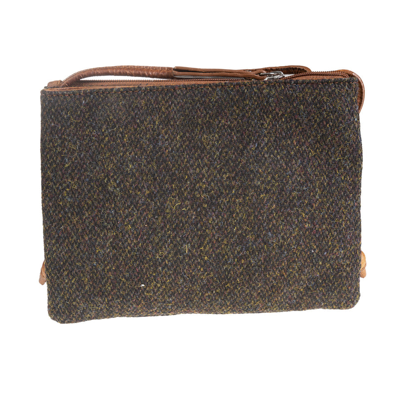 Ht Ladies Cross Body Bag Dark Brown Barleycorn / Tan