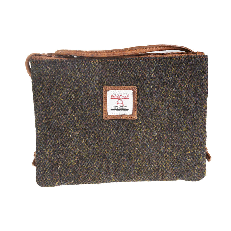 Ht Ladies Cross Body Bag Dark Brown Barleycorn / Tan