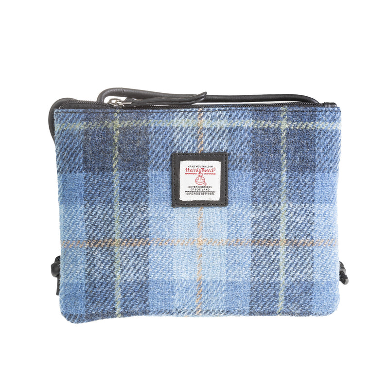 Ht Ladies Cross Body Bag Blue Check / Black