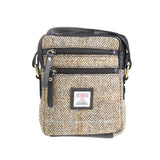 Ht Leather Small Ladies Cross Body Bag Tan & Brown Herringbone / Black
