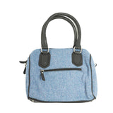 Ladies Ht Leather Small Handbag Blue & Pink Herringbone / Black