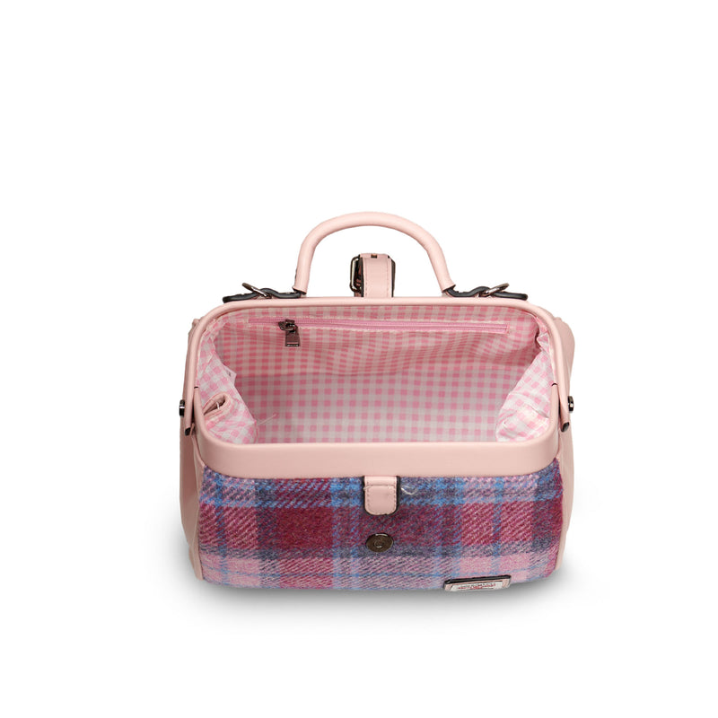 The Medium Doctor Bag Pink Blue Tartan