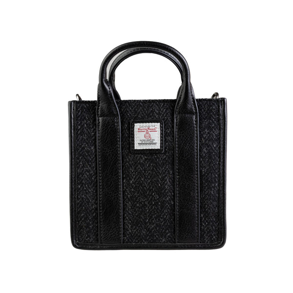 The Mini Tobi Tote Bag Black Herringbone