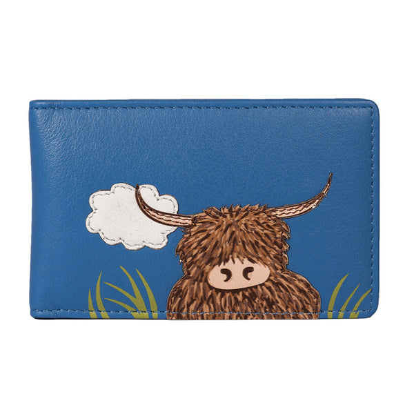 Bella Highland Cow Id / Card Holder Blue