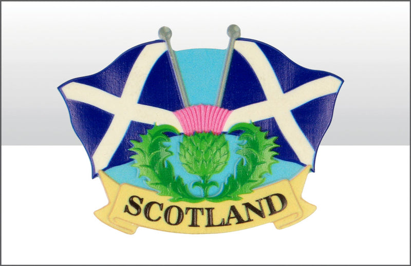 Scotland Thistle & Flag Resin Magnet