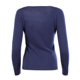 100% Cashmere Women's Fashion V Neck Rivera Blue