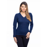 100% Cashmere Women's Fashion V Neck Rivera Blue