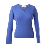 100% Cashmere Women's Fashion V Neck Cornflower