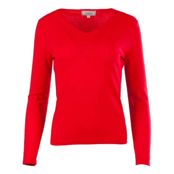 100% Cashmere Women's Fashion V Neck Cardinal